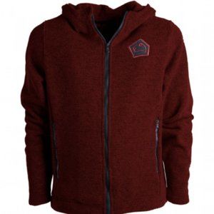 E9 Muschio Full Zip Wool Hoodie - dark red